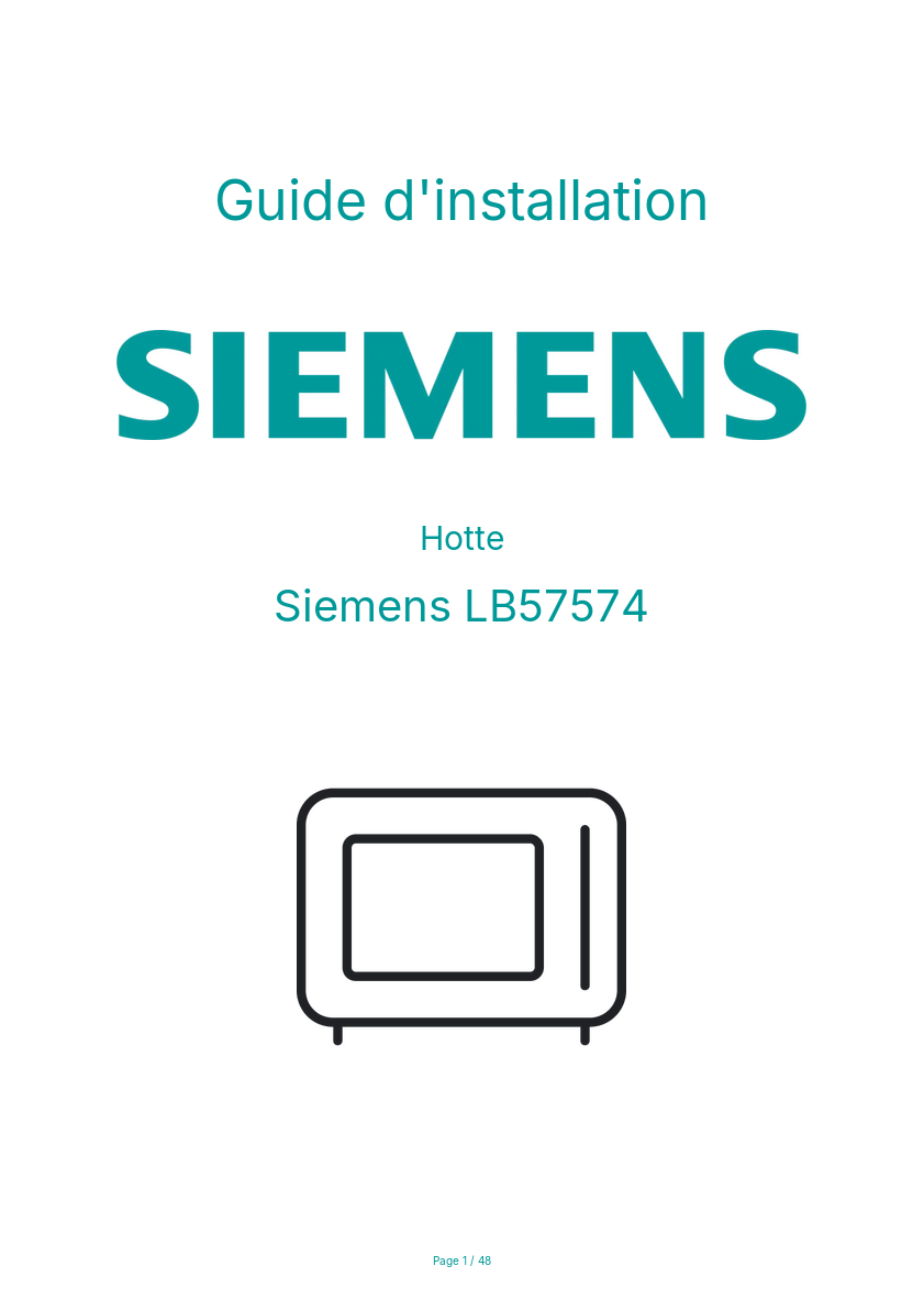 Page n°1 - Guide d'installation Siemens LB57574