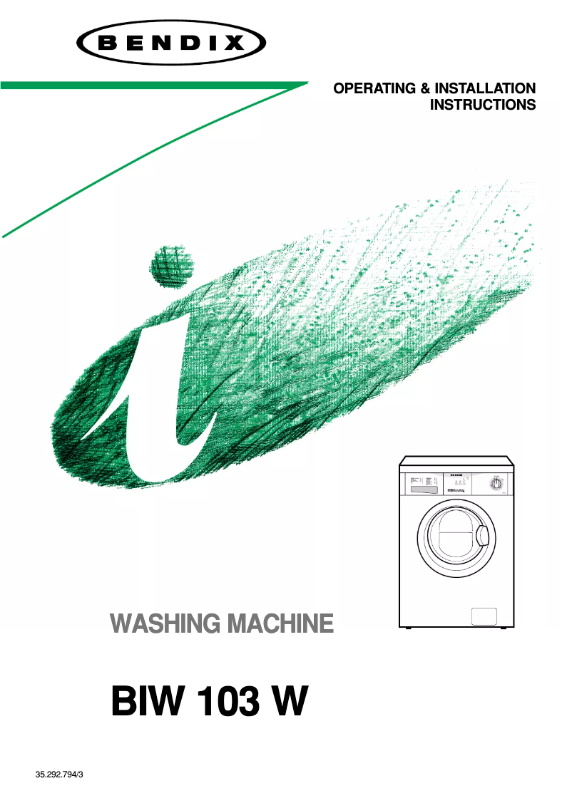 Page n°1 - Manuel utilisateur Bendix BIW103W