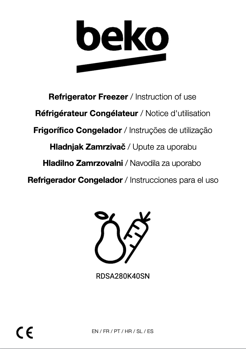 Page 1 de la notice Manuel utilisateur Beko RDSA280K40SN