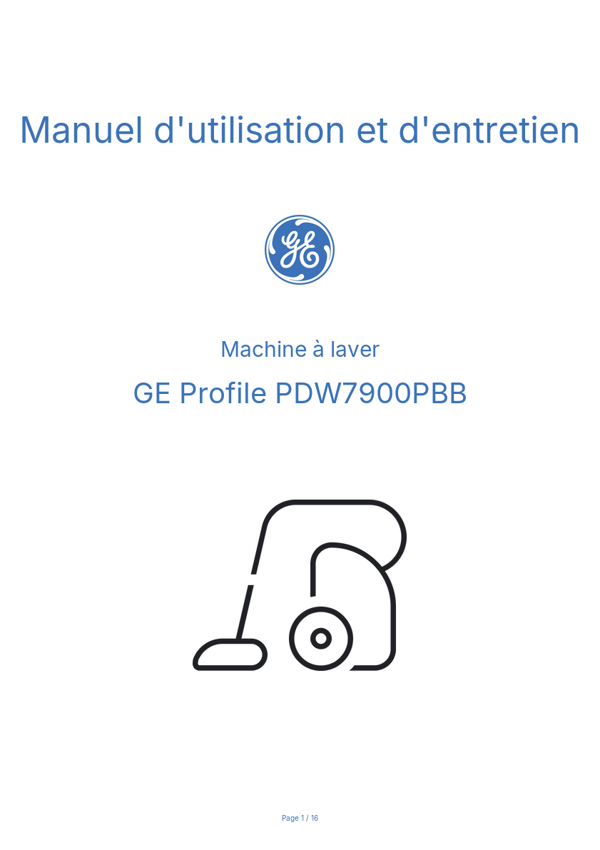 Image de la première page du manuel de l'appareil Profile PDW7900PBB