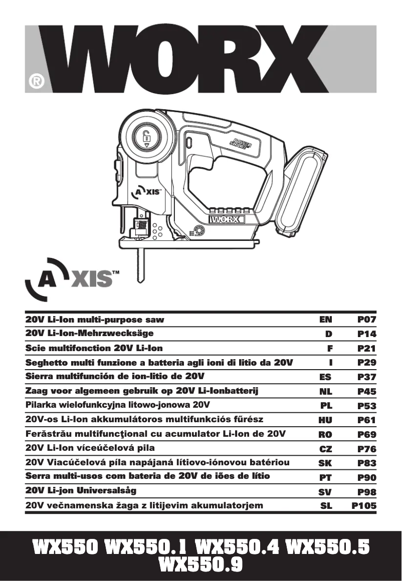 Image de la première page du manuel de l'appareil WX550.9