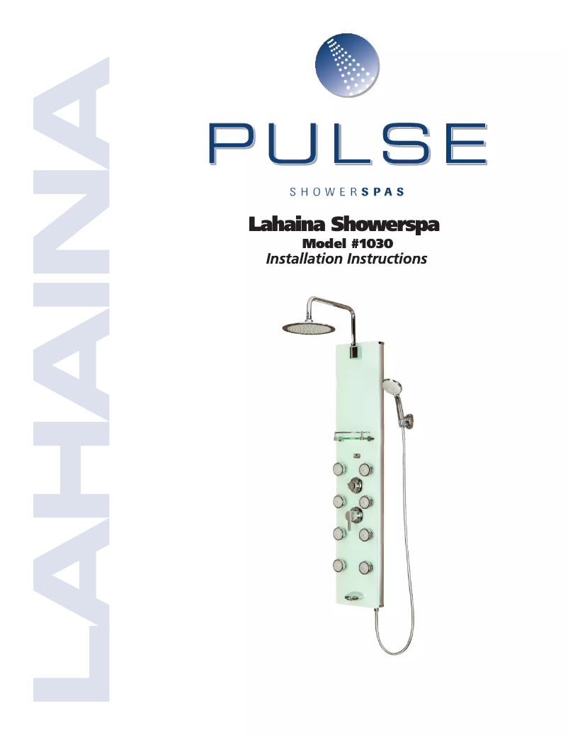 Page 1 de la notice Manuel utilisateur Pulse ShowerSpas 1030