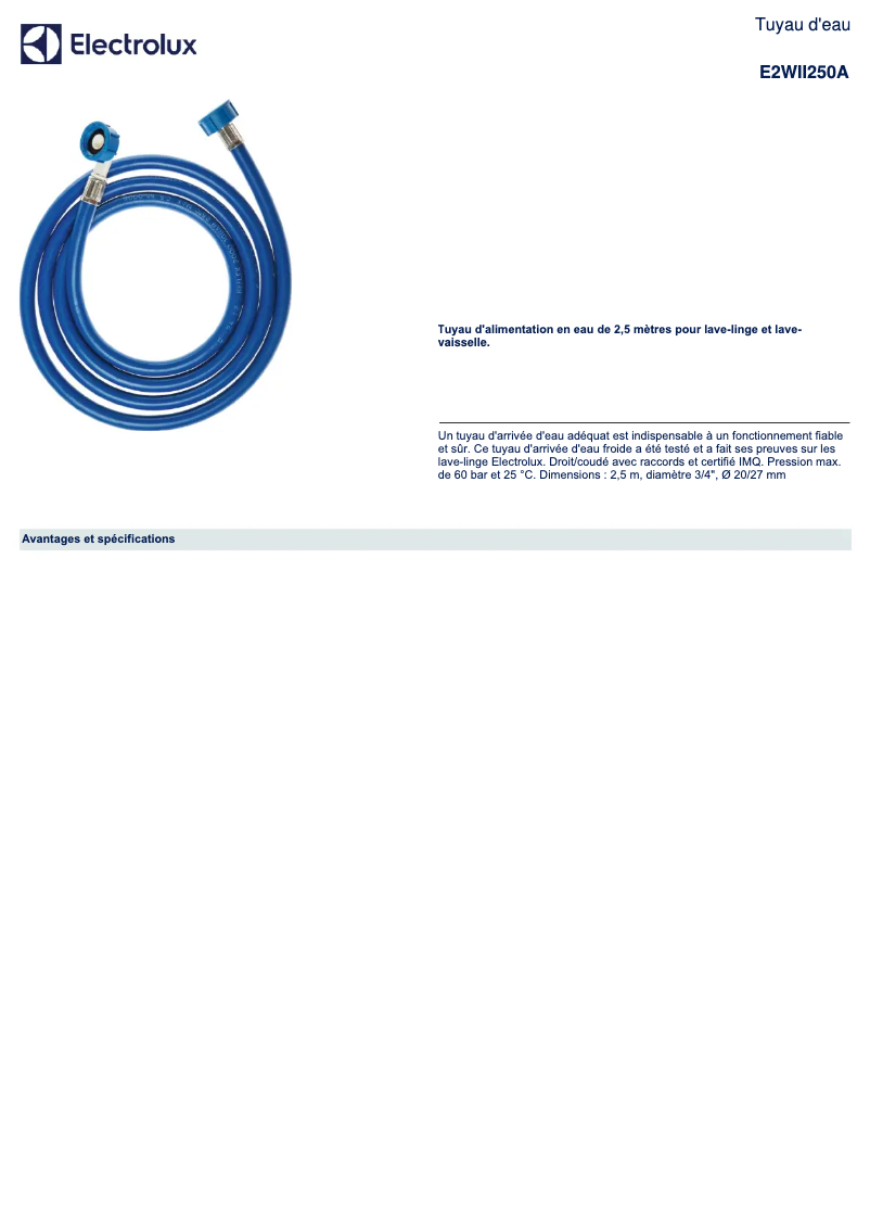 Image de la première page du manuel de l'appareil E2WII250A