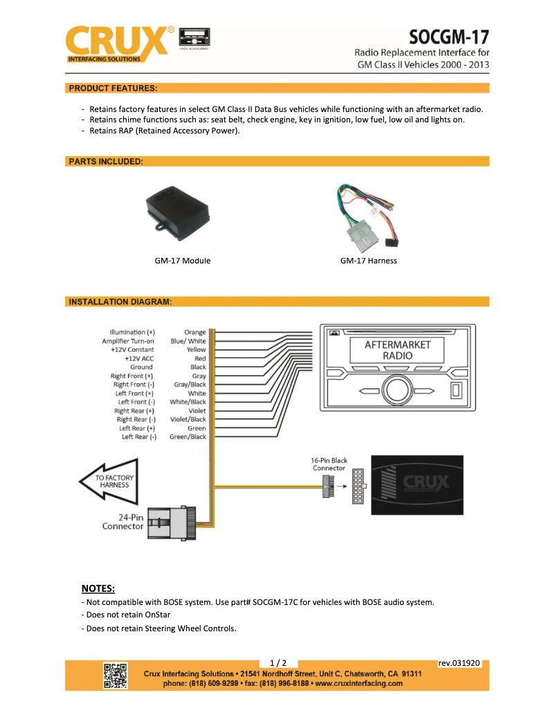 Page 1 de la notice Manuel utilisateur CRUX SOCGM-17