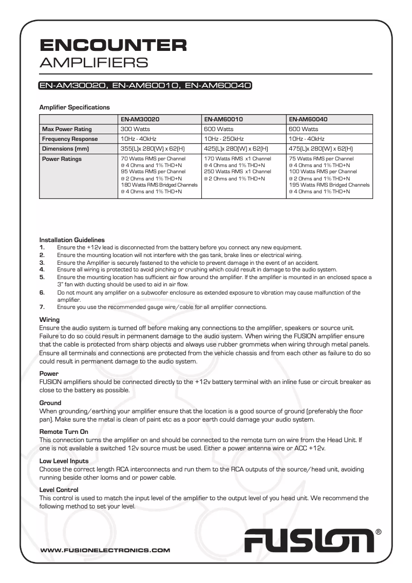 Page 1 de la notice Manuel utilisateur Fusion EN-AM60040
