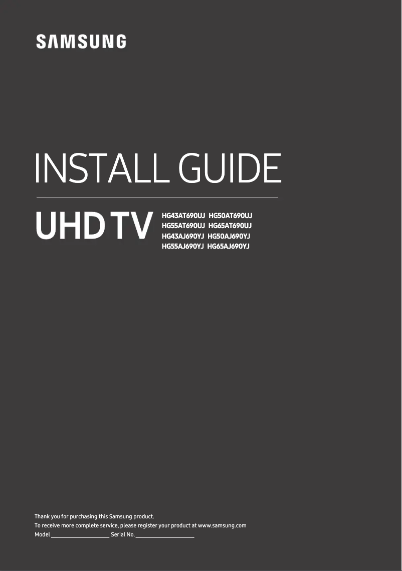Page n°1 - Guide d'installation Samsung HG50AJ690YJ