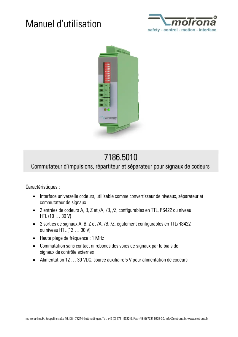 Image de la première page du manuel de l'appareil 7186.5010