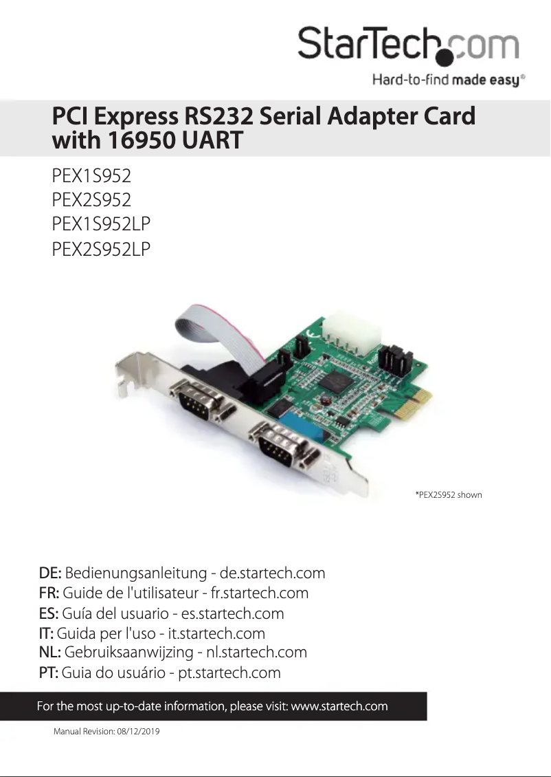Page 1 de la notice Manuel utilisateur StarTech.com PEX2S952LP
