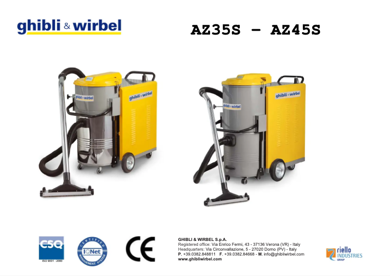 Page 1 de la notice Manuel d'utilisation et d'entretien Ghibli & Wirbel AZ 45 400 V