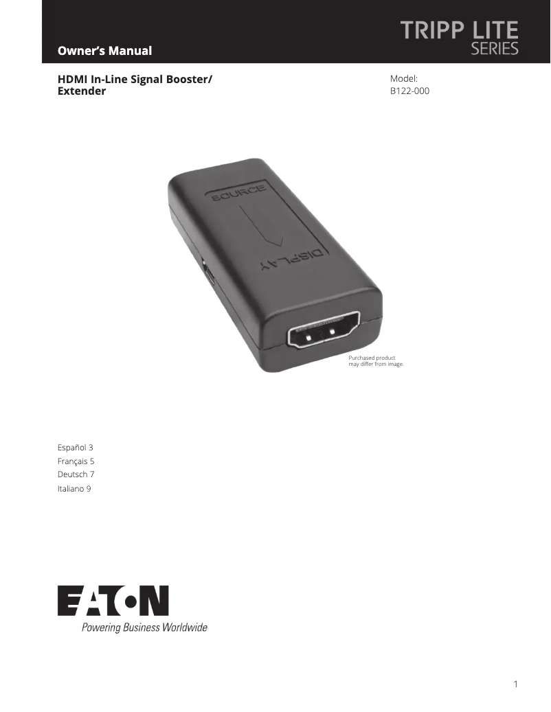 Page 1 de la notice Manuel utilisateur Tripp Lite B122-000