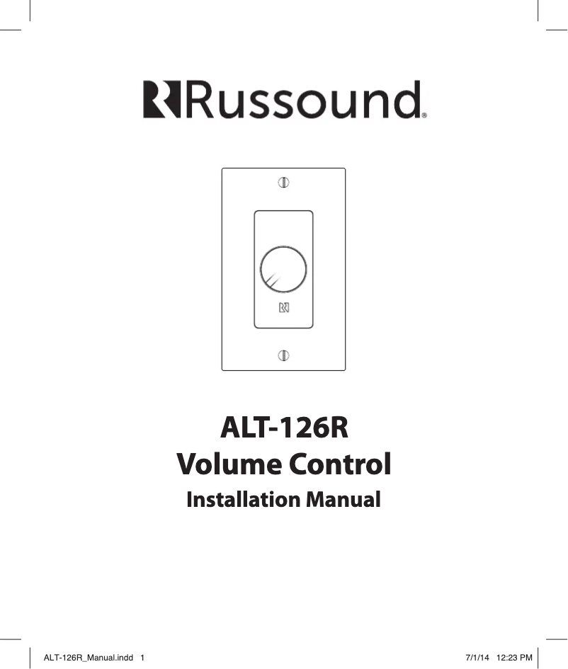 Page n°1 - Manuel utilisateur Russound ALT-126R