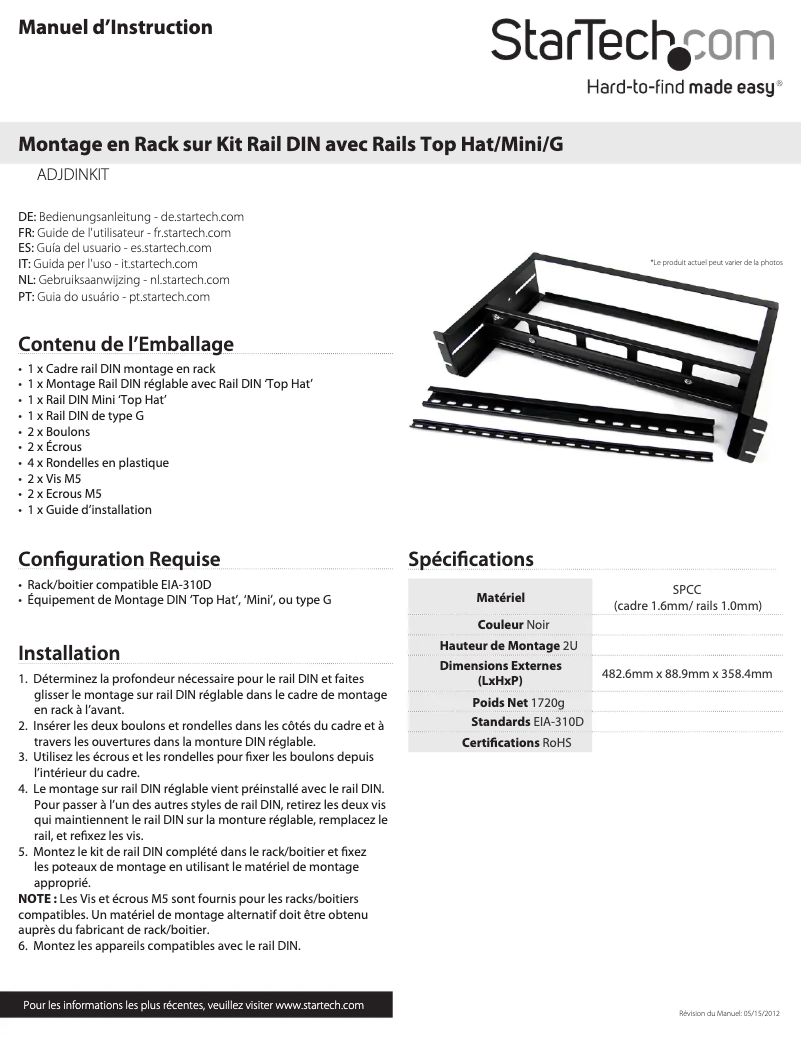 Image de la première page du manuel de l'appareil ADJDINKIT