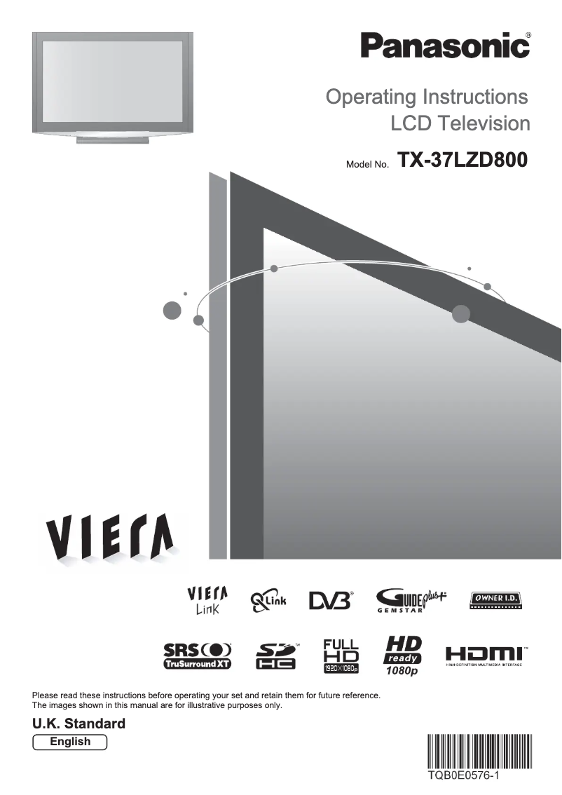 Page 1 de la notice Manuel utilisateur Panasonic Viera TX-37LZD800