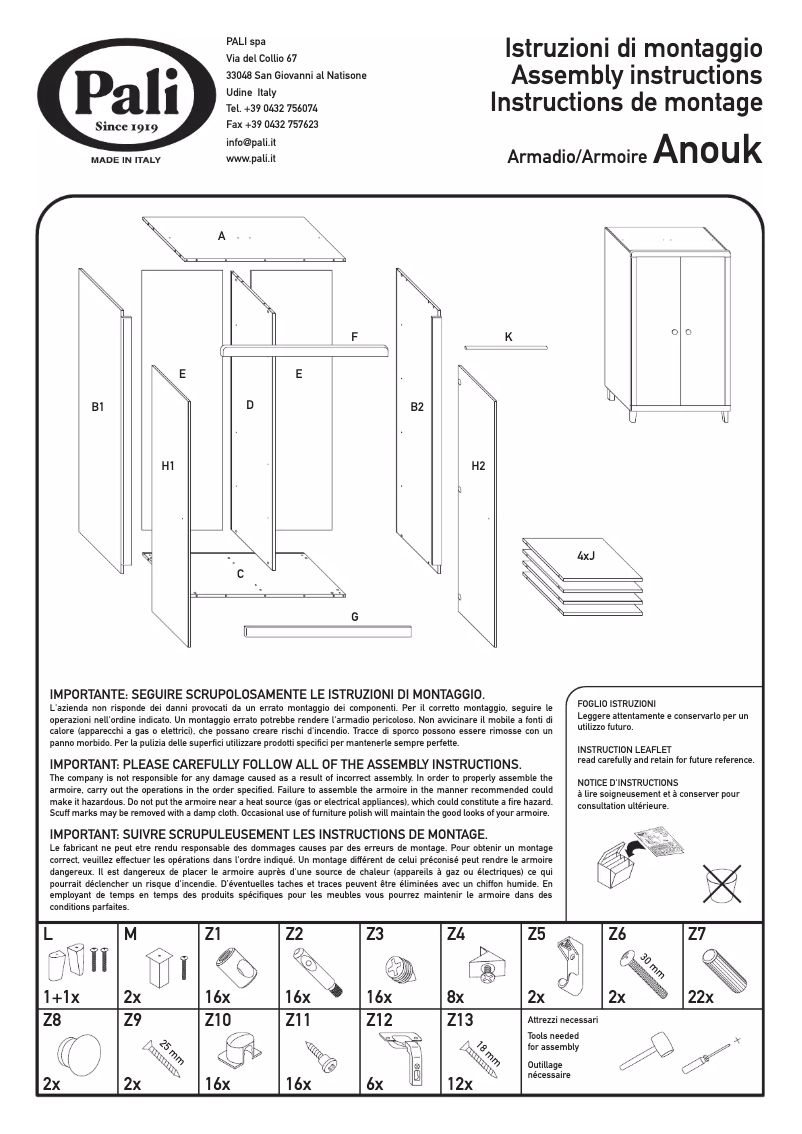 Page 1 de la notice Manuel utilisateur Pali Anouk
