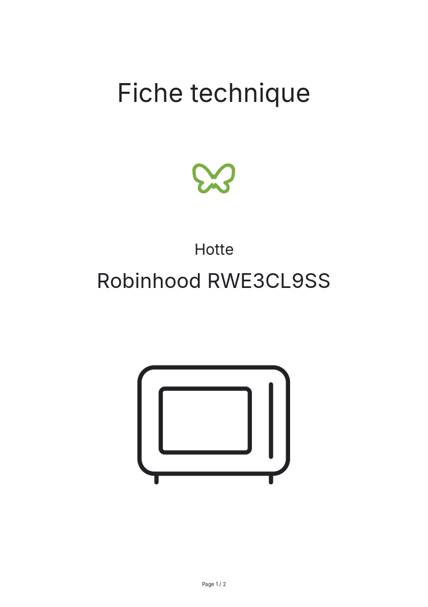 Page n°1 - Fiche technique Robinhood RWE3CL9SS