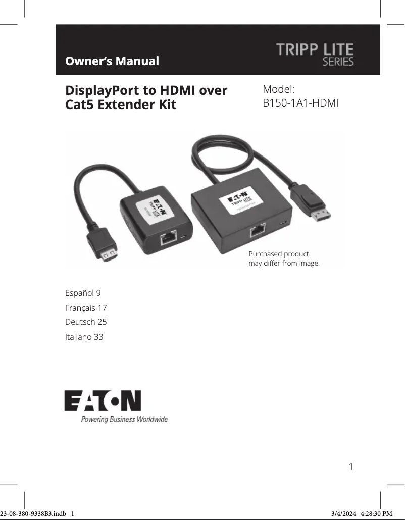 Image de la première page du manuel de l'appareil B150-1A1-HDMI