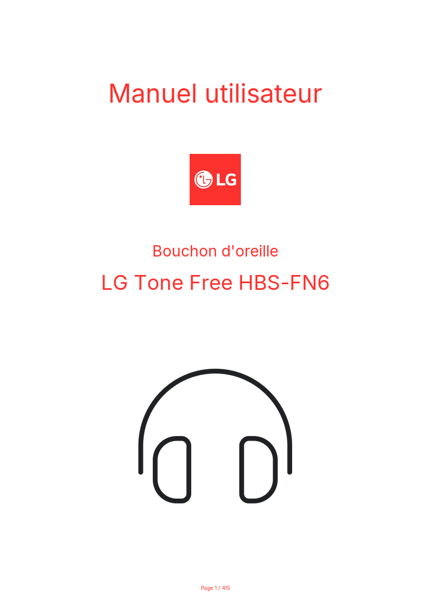 Page n°1 - Manuel utilisateur LG Tone Free HBS-FN6