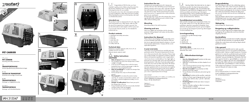 Page 1 de la notice Manuel utilisateur Zoofari IAN 315547