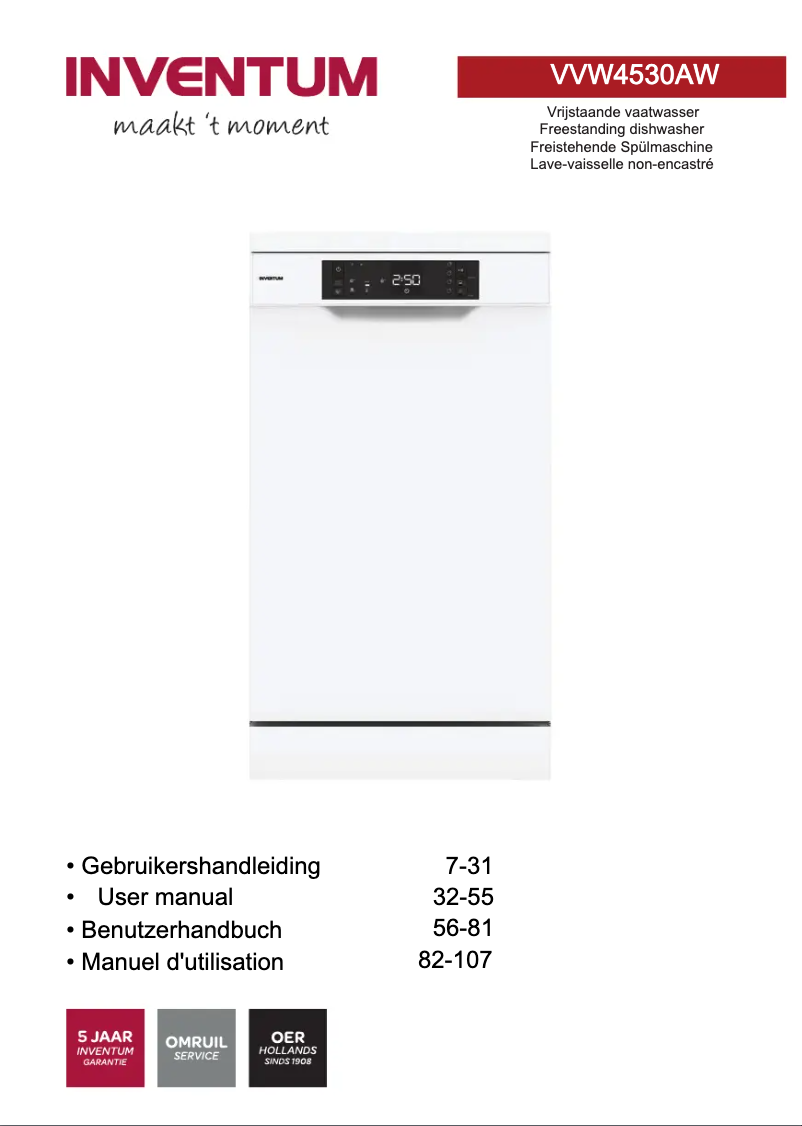 Page n°1 - Manuel utilisateur Inventum VVW4530AW