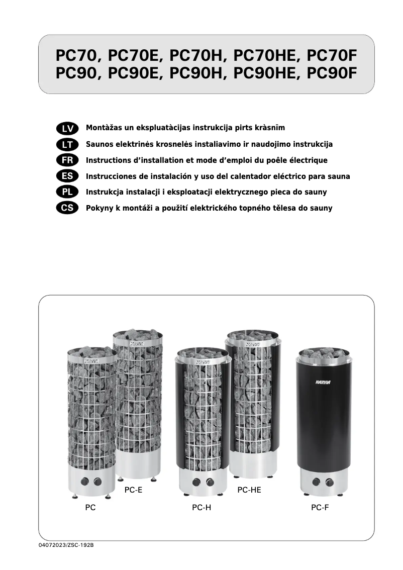 Page n°1 - Manuel utilisateur Harvia Cilindro PC70E HPCE700400