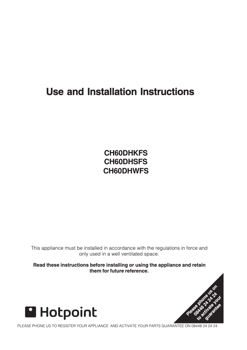 Page n°1 - Manuel utilisateur Hotpoint CH60DHWFS