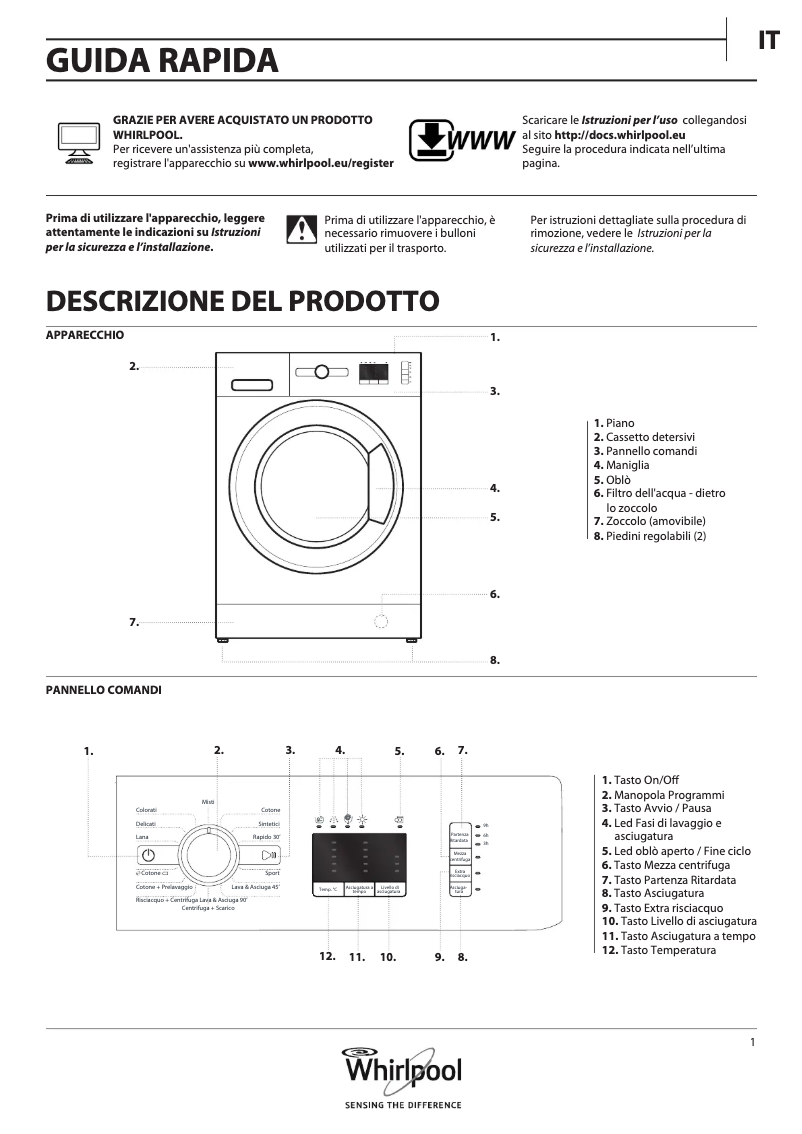 Page n°1 - Manuel utilisateur Whirlpool WWDE 8614