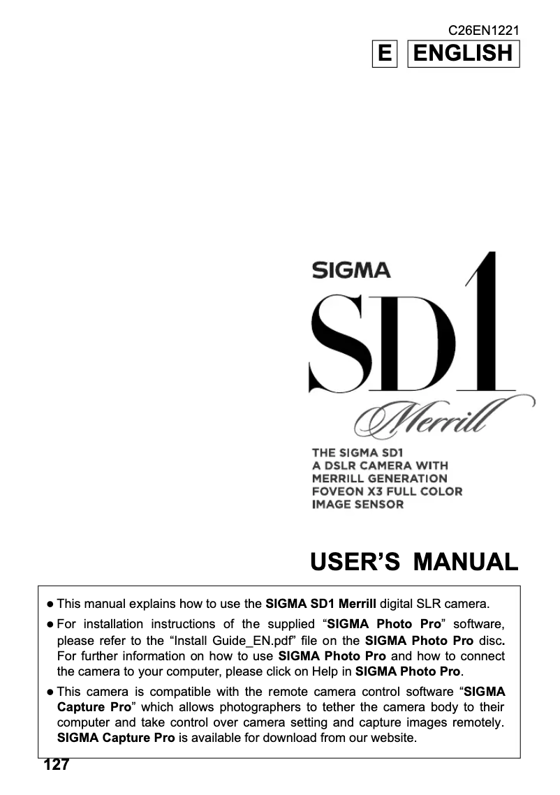 Page 1 de la notice Manuel utilisateur Sigma SD1 Merrill