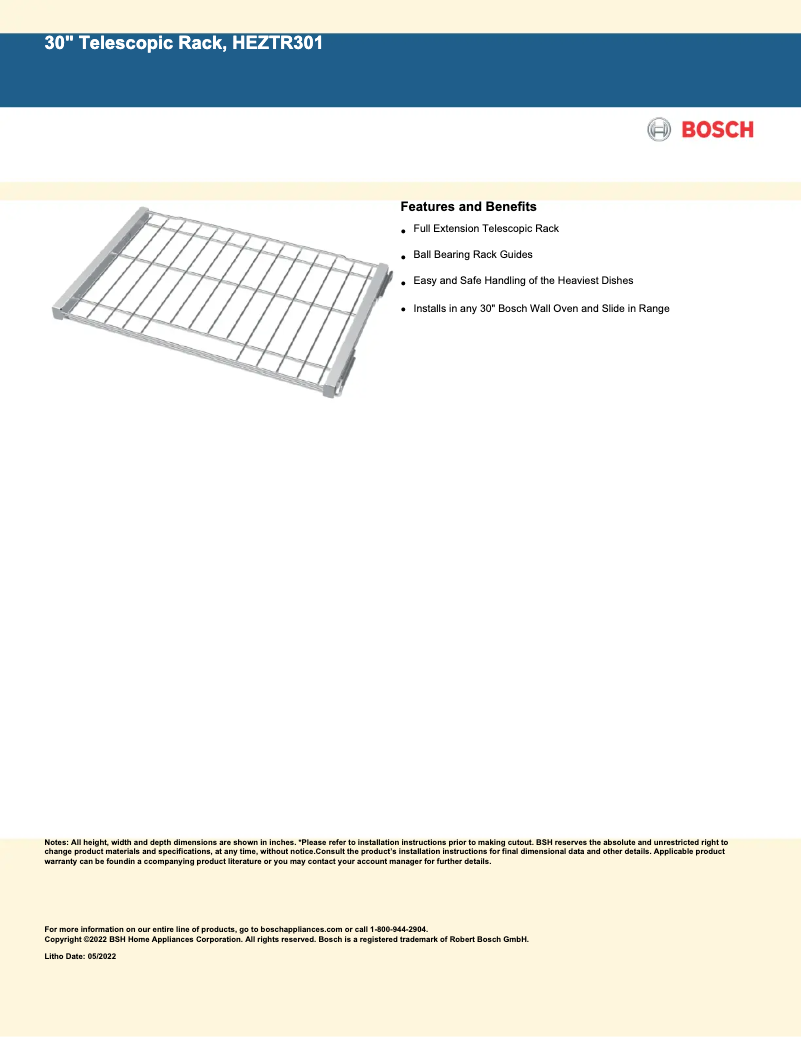 Page n°1 - Fiche technique Bosch HEZTR301