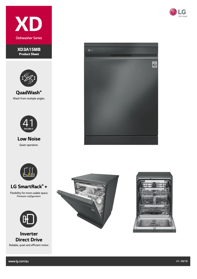 Page 1 de la notice Fiche technique LG XD3A15MB