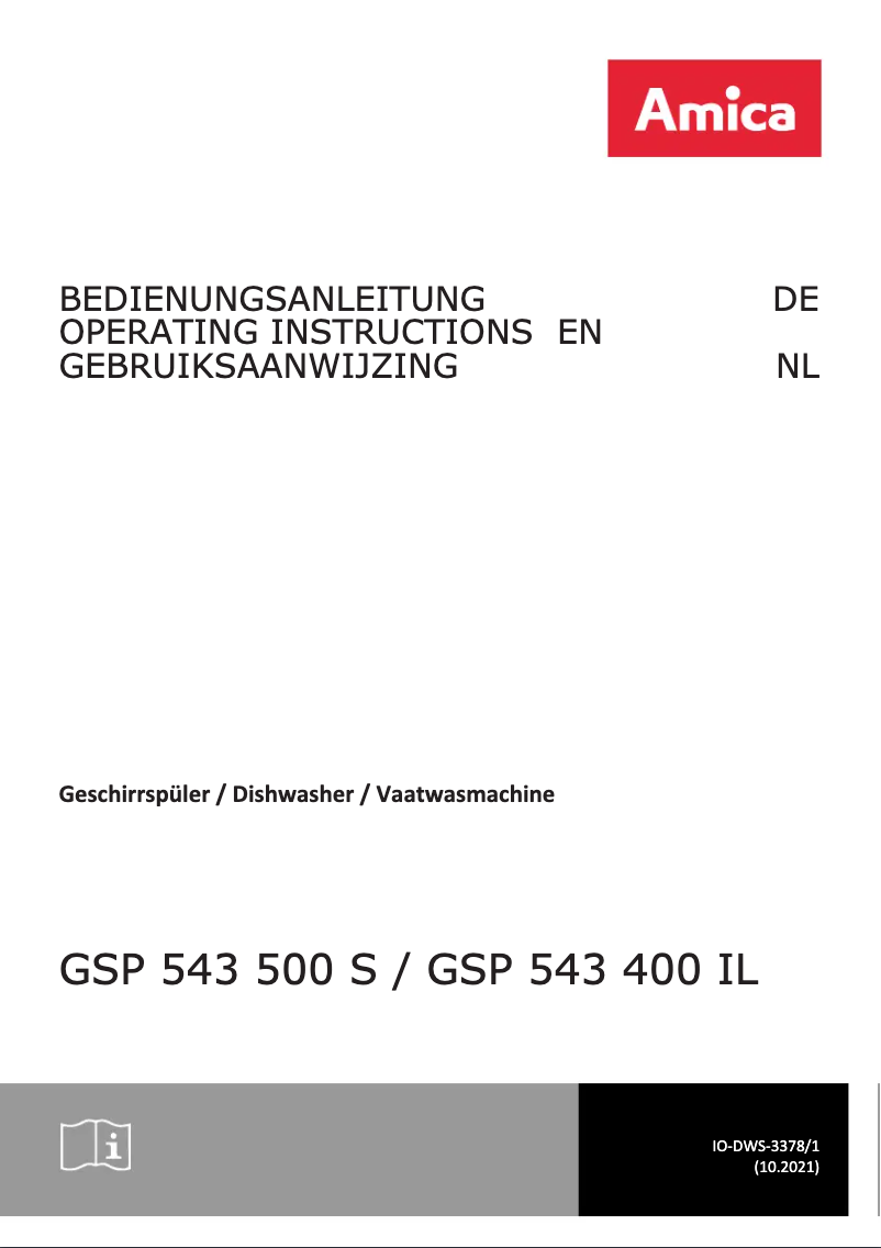 Page n°1 - Manuel utilisateur Amica GSP 543 500 S