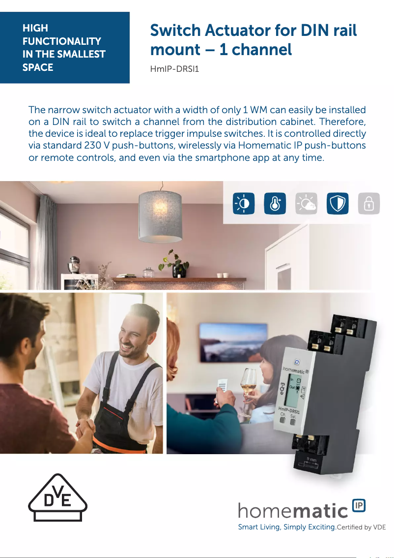 Page 1 de la notice Fiche technique Homematic IP HmIP-DRSI1