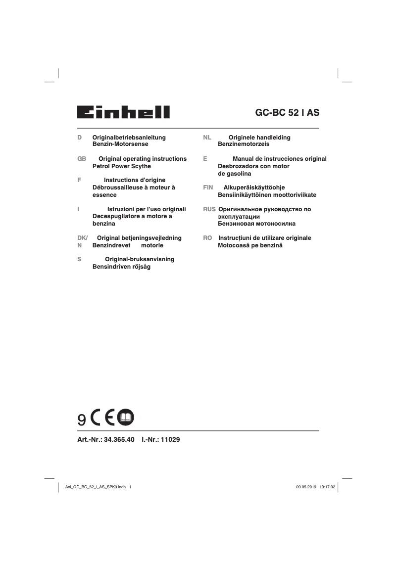 Page n°1 - Manuel utilisateur Einhell GC-BC 52 I AS
