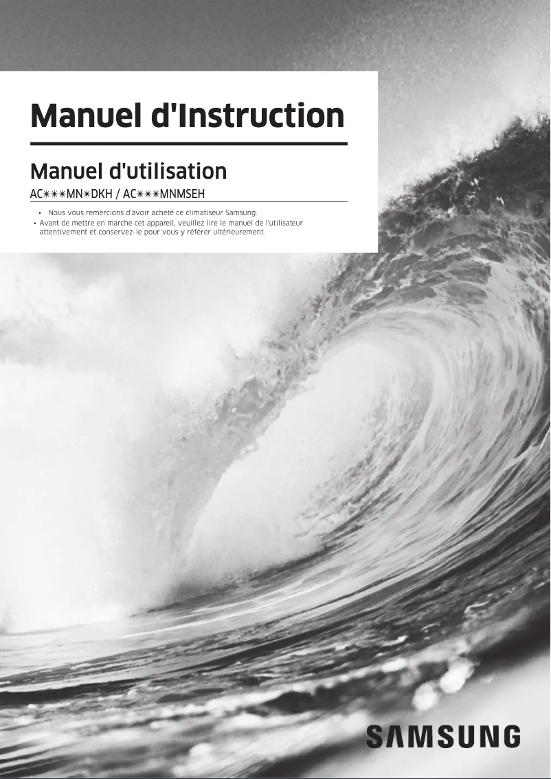 Page 1 de la notice Manuel utilisateur Samsung AC100MNMSEH