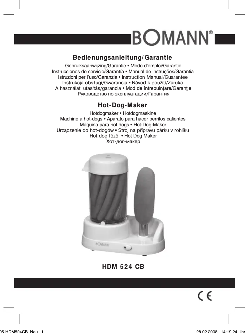 Page 1 de la notice Manuel utilisateur Bomann HDM 524 CB