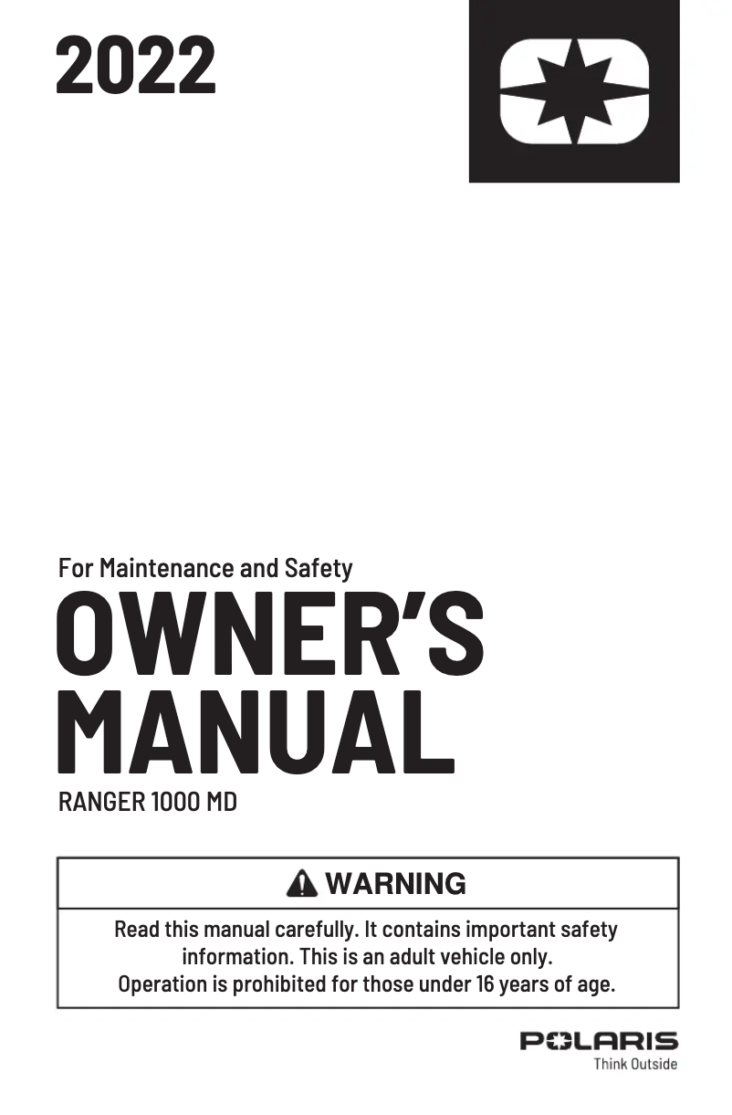 Image de la première page du manuel de l'appareil Ranger 1000 MD (2022)