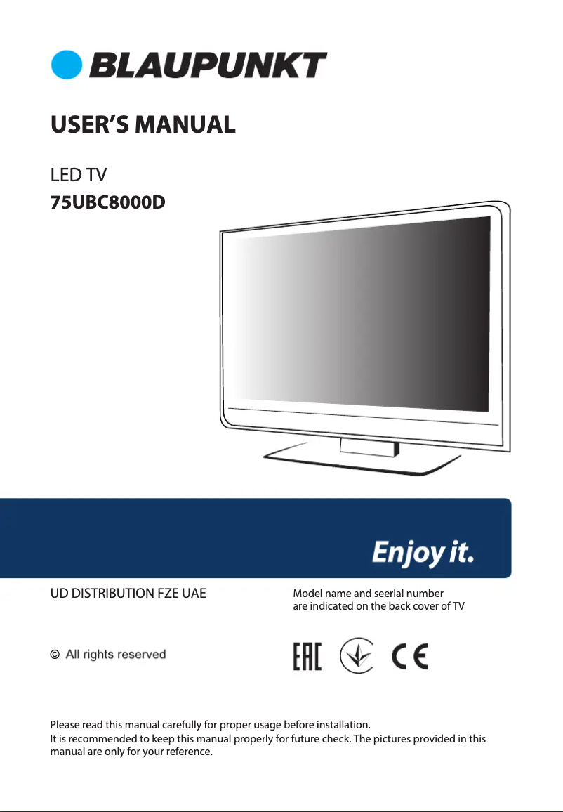 Page n°1 - Manuel utilisateur Blaupunkt 75UBC8000D