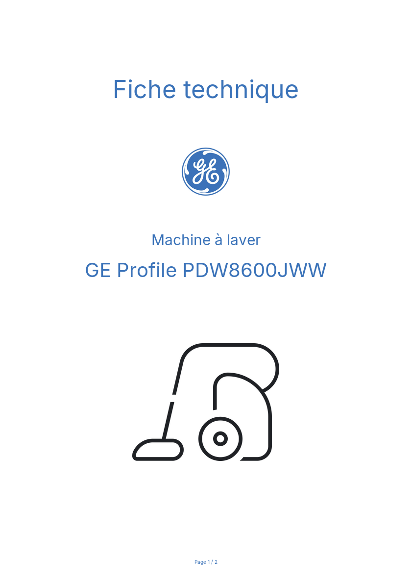 Image de la première page du manuel de l'appareil Profile PDW8600JWW