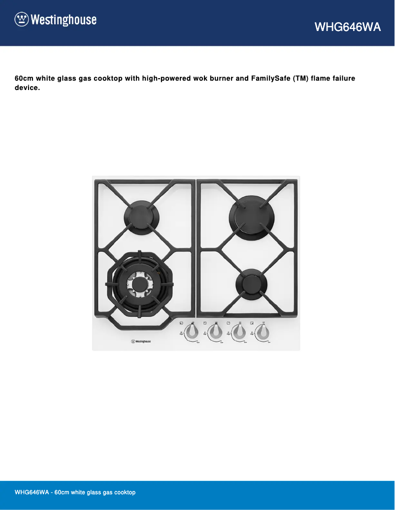 Image de la première page du manuel de l'appareil WHG646WA