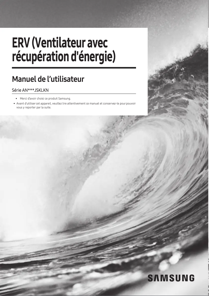 Page 1 de la notice Manuel utilisateur Samsung AN080JSKLKN