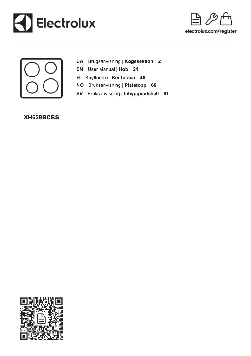 Page 1 de la notice Manuel utilisateur Electrolux XH628BCBS