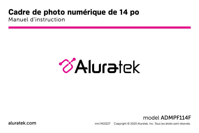 Página 1 del manual Manual de usuario Aluratek ADMPF114F