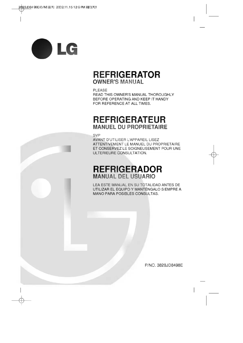Page n°1 - Manuel utilisateur LG GR05W10CPF