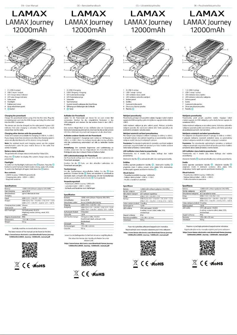 Page n°1 - Manuel utilisateur Lamax Journey 12000mAh