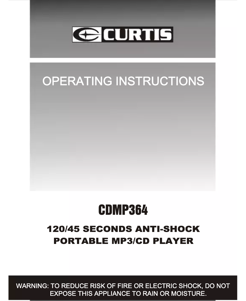 Page 1 de la notice Manuel utilisateur Curtis CDMP364