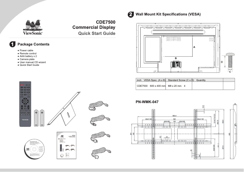 Página 1 del manual Guía de inicio rápido Viewsonic CDE7500
