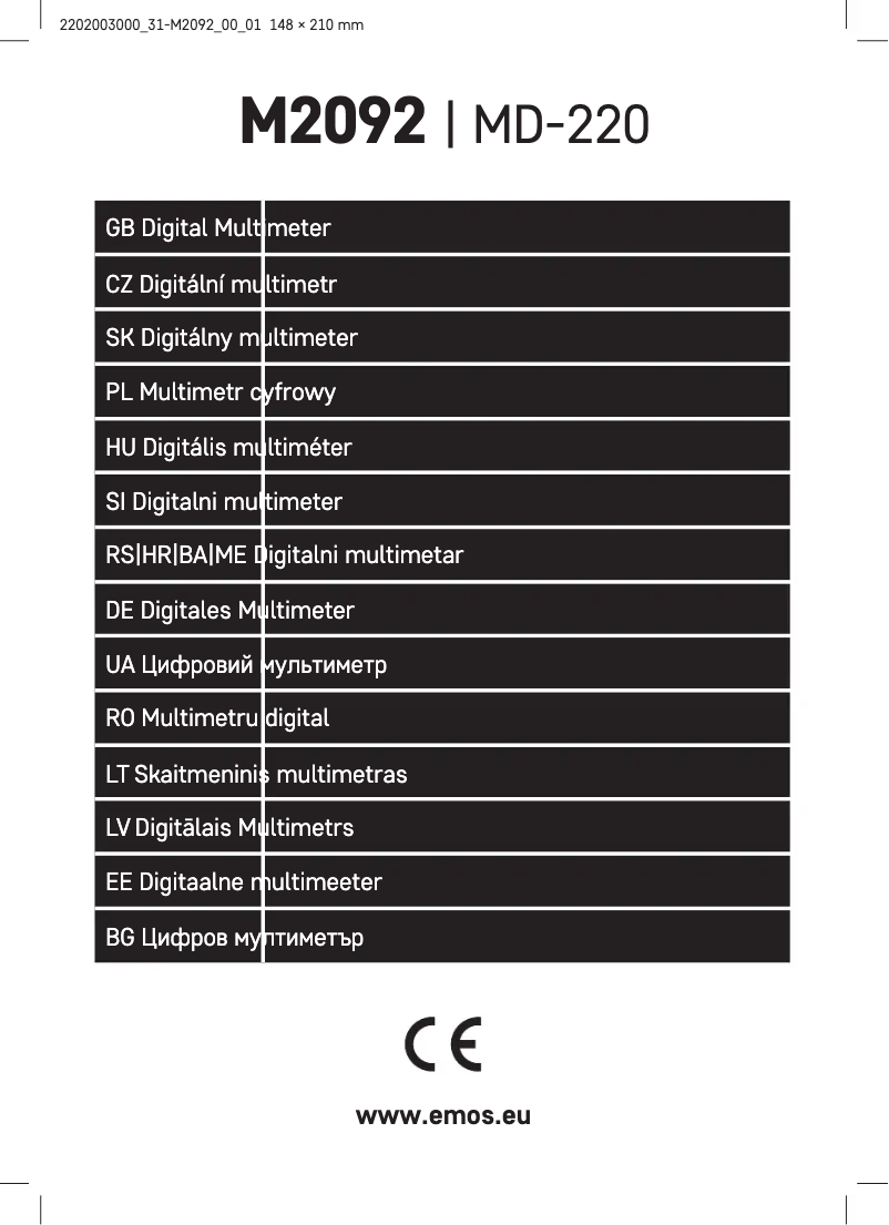 Page n°1 - Manuel utilisateur Emos M2092