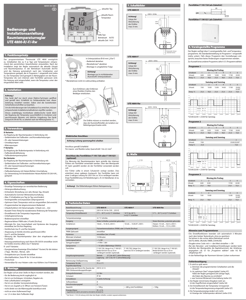 Image de la première page du manuel de l'appareil UTE 4800-R