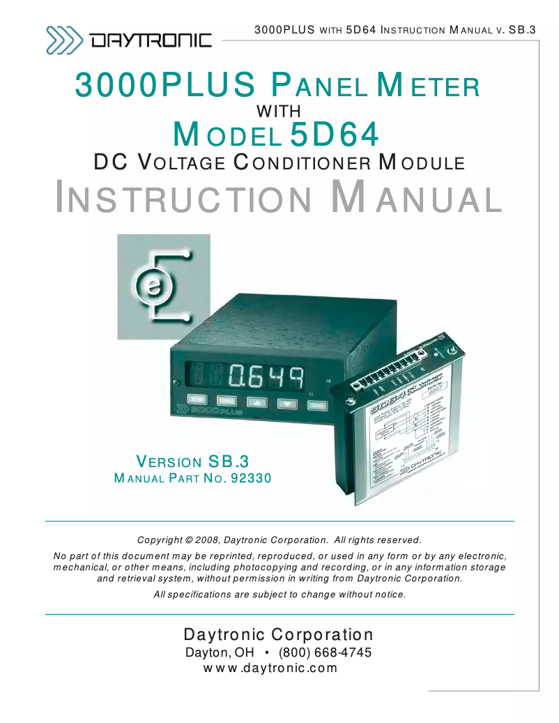 Image de la première page du manuel de l'appareil 3KPLUS-64