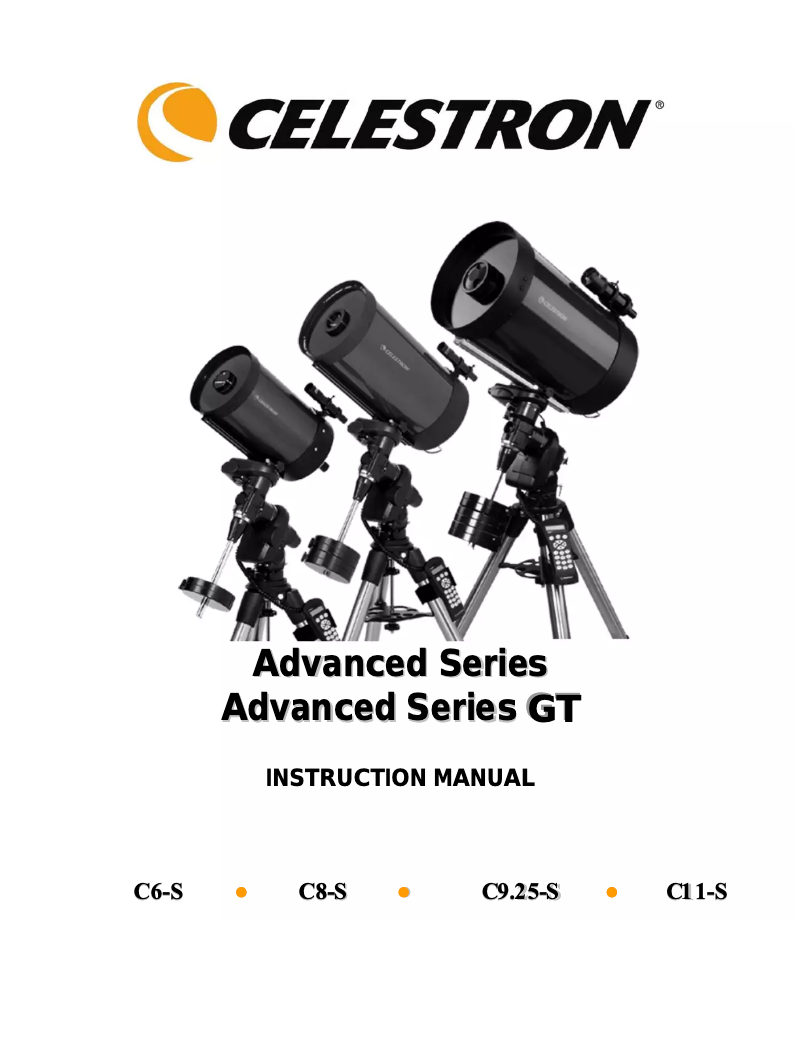 Página 1 del manual Manual de usuario Celestron C9 1/4-SGT (XLT) Computerized