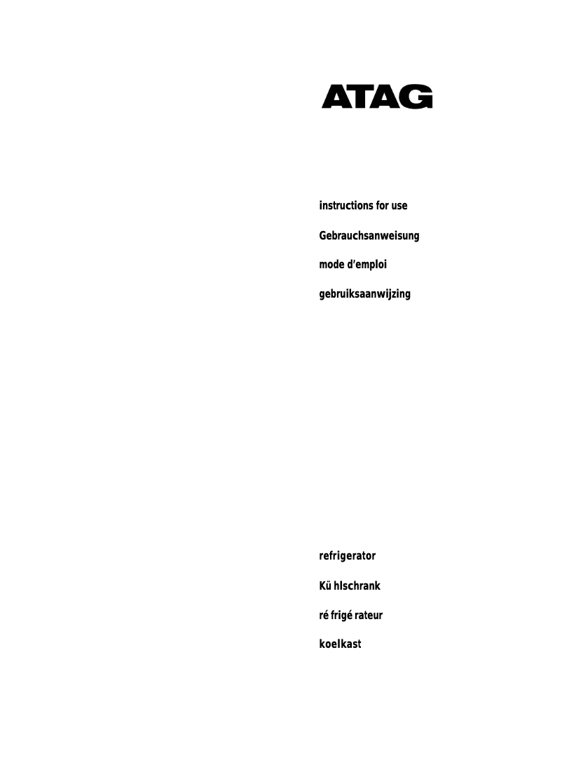 Page 1 de la notice Manuel utilisateur Atag KA611L